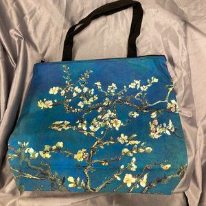 Blue Cherry Blossom Canvas Tote Bag